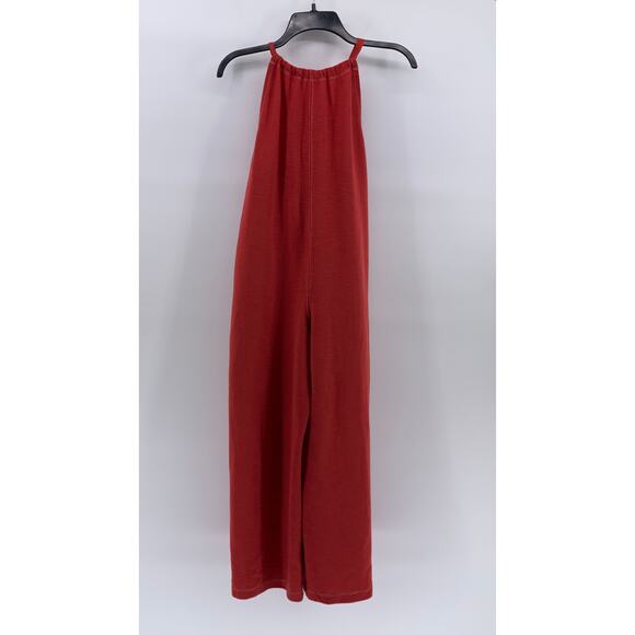 FREAKS STORE Women's Red Textured Sleeveless Halter Tie-Back Jumpsuit SZ M/L - Picture 2 of 12